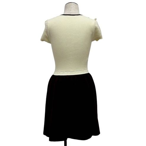 E007 RED VALENTINO ニットワンピース ブラック ホワイト 半袖 XS