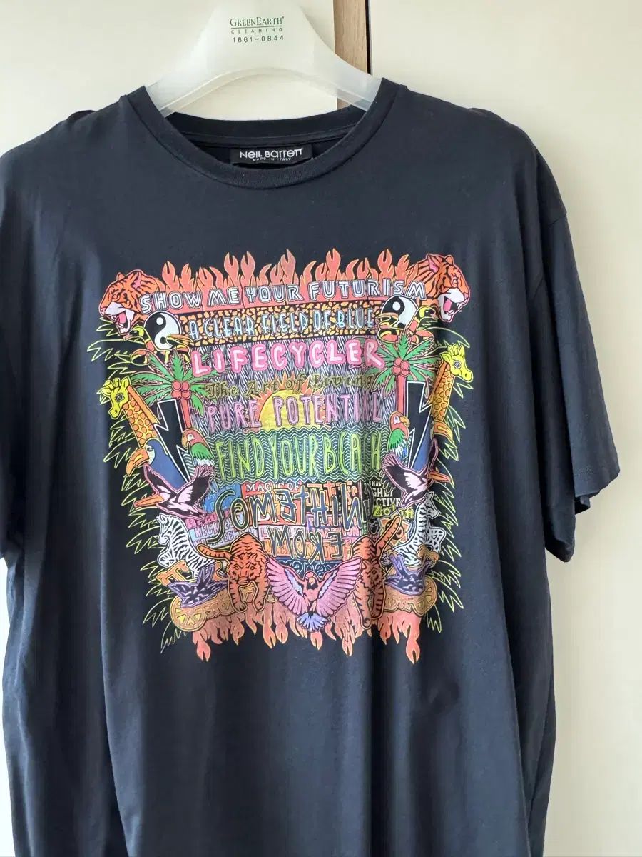 ニール バレット プリンティング 半袖 Tシャツ ブラック XL