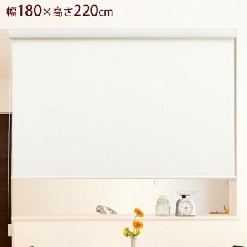 ロールスクリーン エクシヴ 幅180×高さ220 cm 防炎無地オフホワイト L 3564