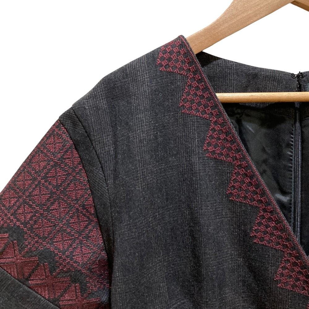 ETRO エトロ カシュクール グレンチェック ウール ショートスリーブ ワンピース サイズ42 ブラウン レディース 古着