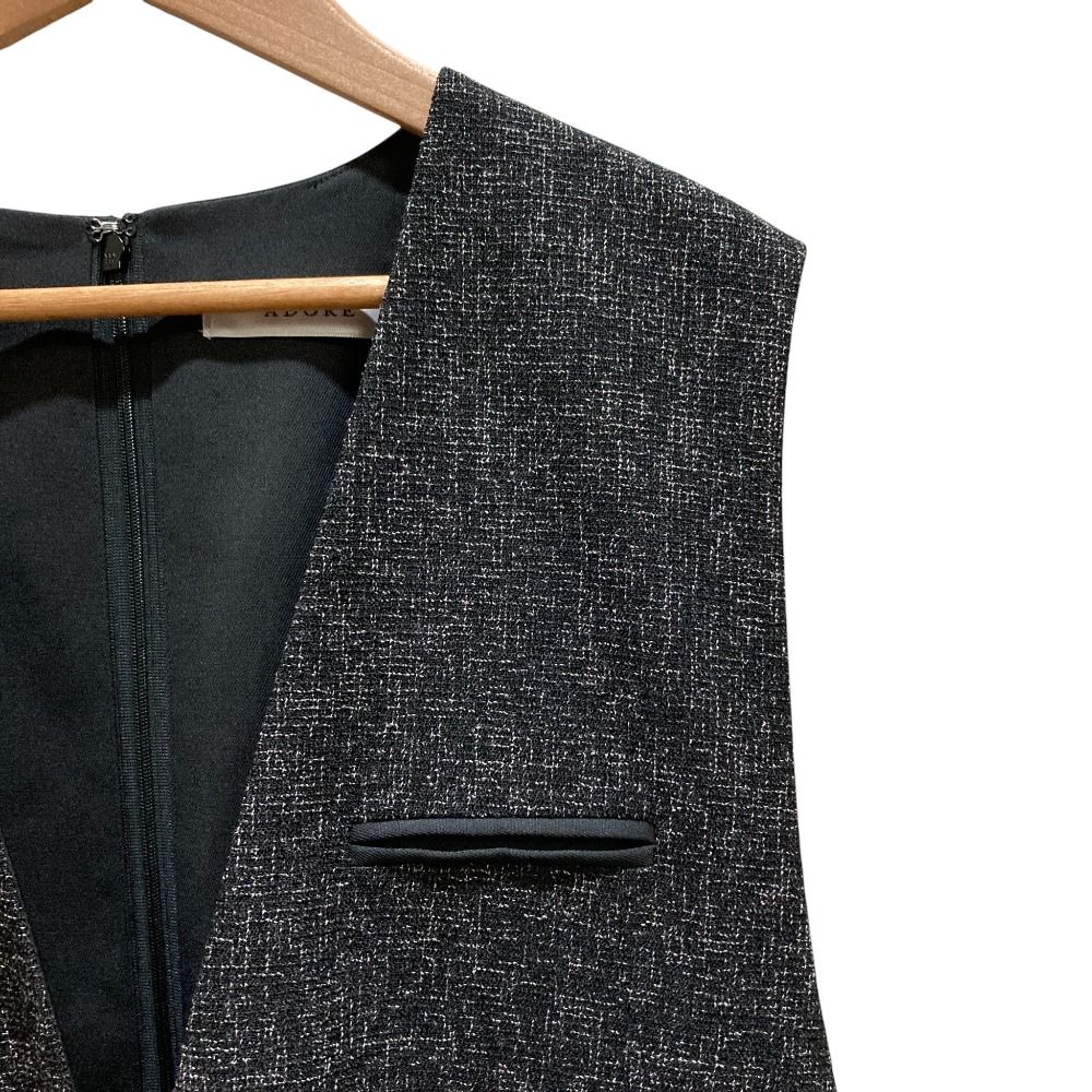 23 AW ADORE アドーア ノースリーブ ファインツイードワンピース サイズ38 ダークグレー レディース 古着