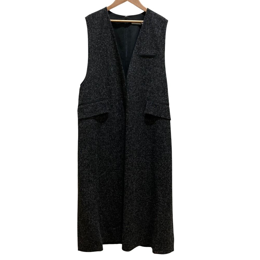 23 AW ADORE アドーア ノースリーブ ファインツイードワンピース サイズ38 ダークグレー レディース 古着