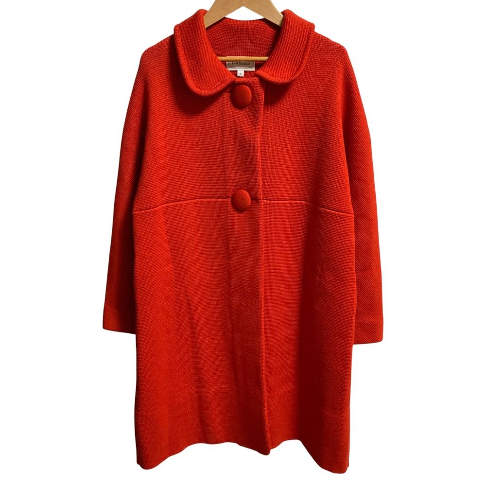 J-M DAVIDSON ジェイアンドエムデヴィッドソン ラウンドカラー ウール ニット コート サイズS レッド レディース 古着