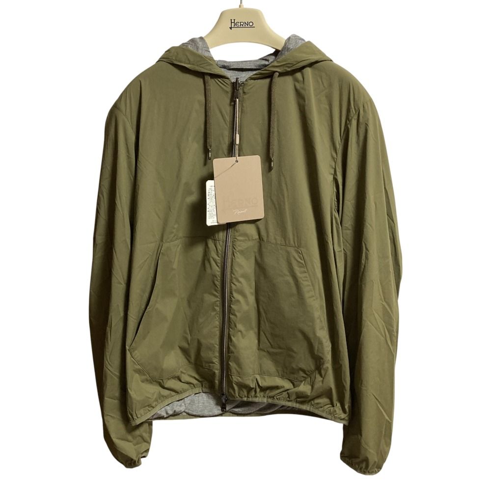 ♥ 23 AW HERNO ヘルノ Resort パッカブル トラベルジャケット ナイロンパーカー 12431 S サイズ46 カーキ メンズ 古着