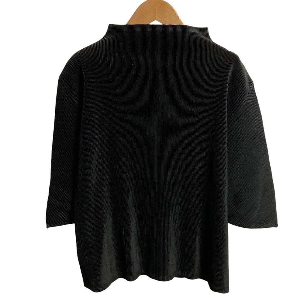 PLEATS PLEASE プリーツプリーズ イッセイミヤケ ハイネック カットソー サイズ3 ブラック レディース 古着