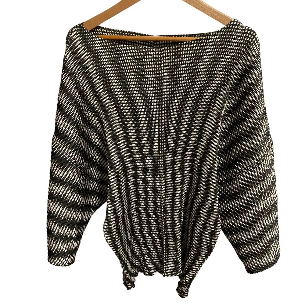 ISSEY MIYAKE イッセイミヤケ ドットプリント プリーツ ドルマン カットソー サイズ2 ブラック レディース 古着