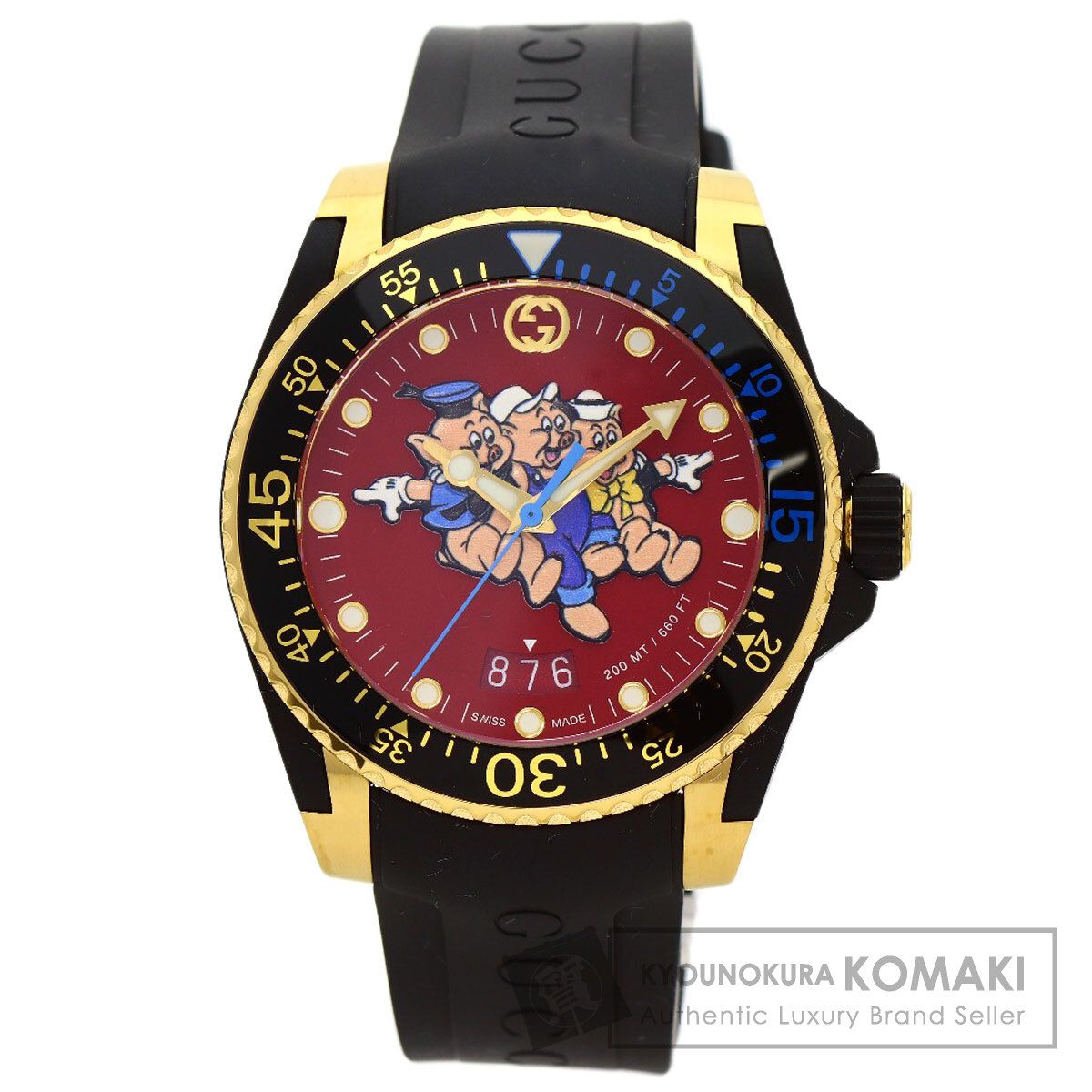 GUCCI グッチ 136.3 DIVE 三匹の子豚 腕時計 GP ラバー メンズ