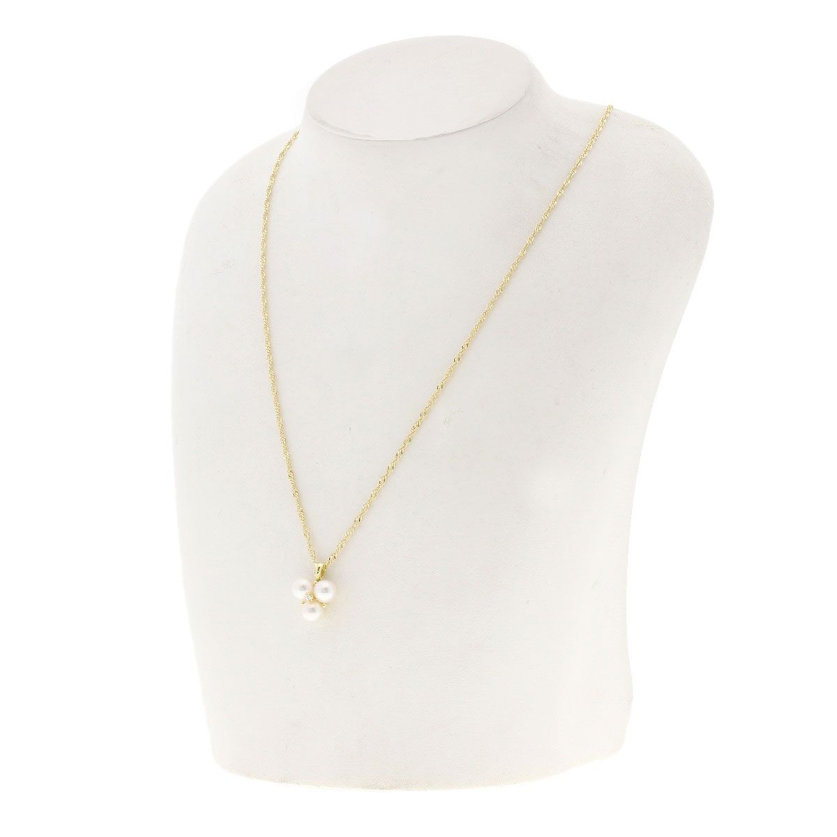 T0101 ミキモト K18 パール1P（7mm以上）ダイヤ1P ネックレス MIKIMOTO 