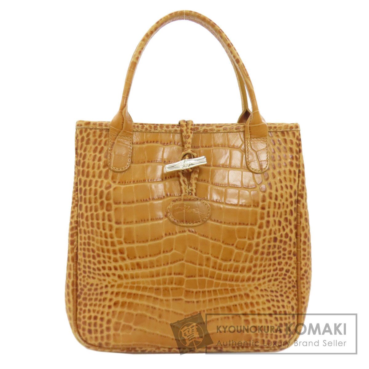 Longchamp ロンシャン 型押し ハンドバッグ レザー レディース