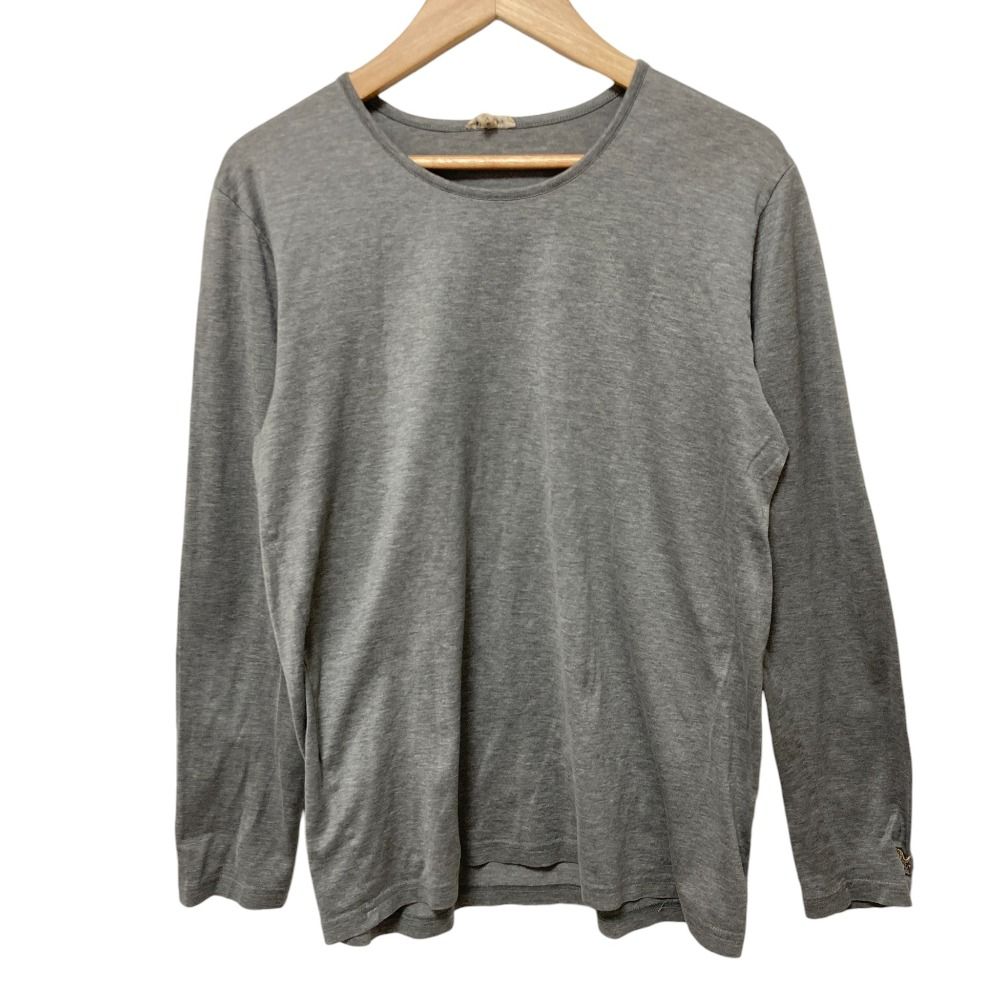 HERMES エルメス マルジェラ期 袖刺繍 クルーネック カットソー サイズM グレー レディース 古着