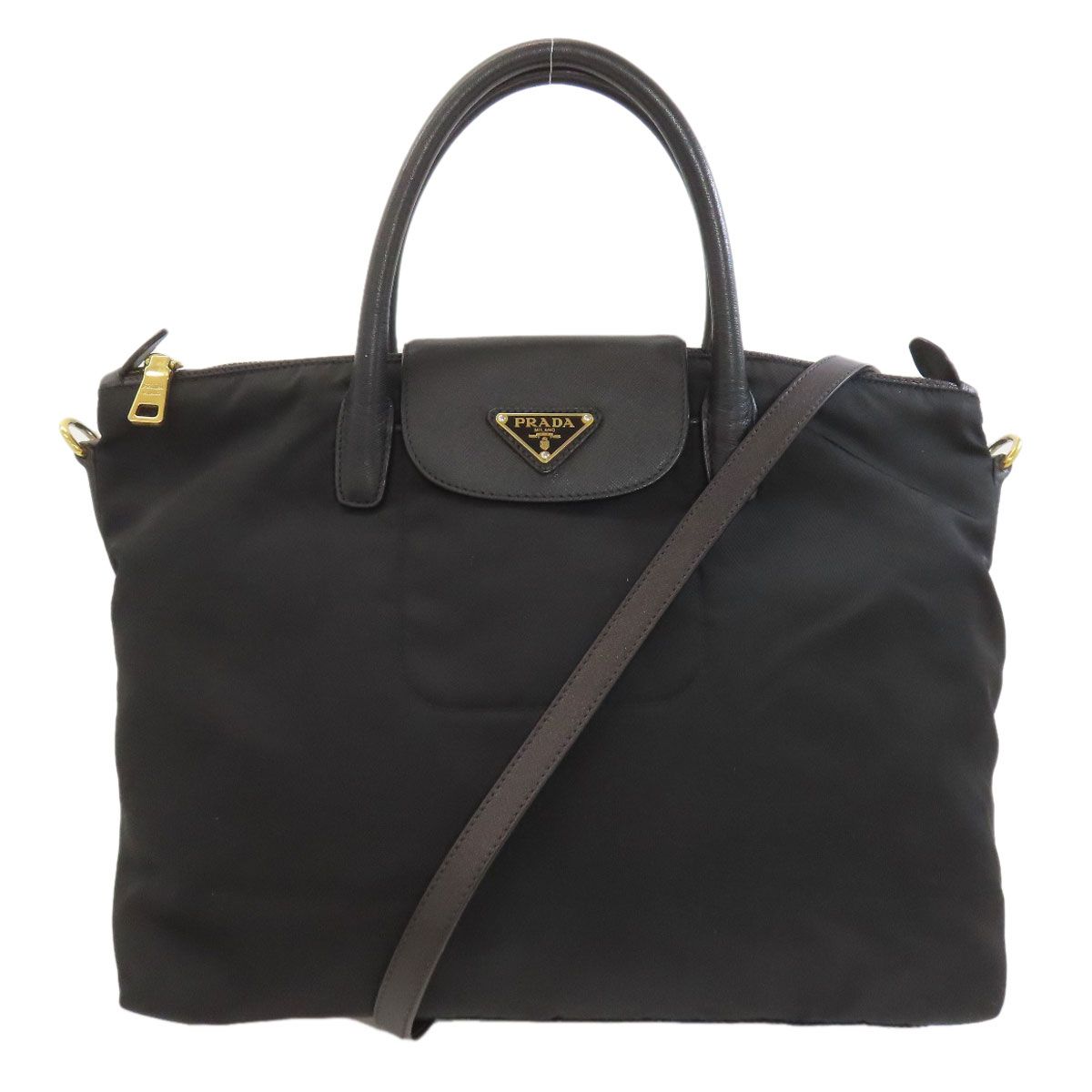 PRADA プラダ ロゴ金具 2WAY ハンドバッグ ナイロン レディース [中古
