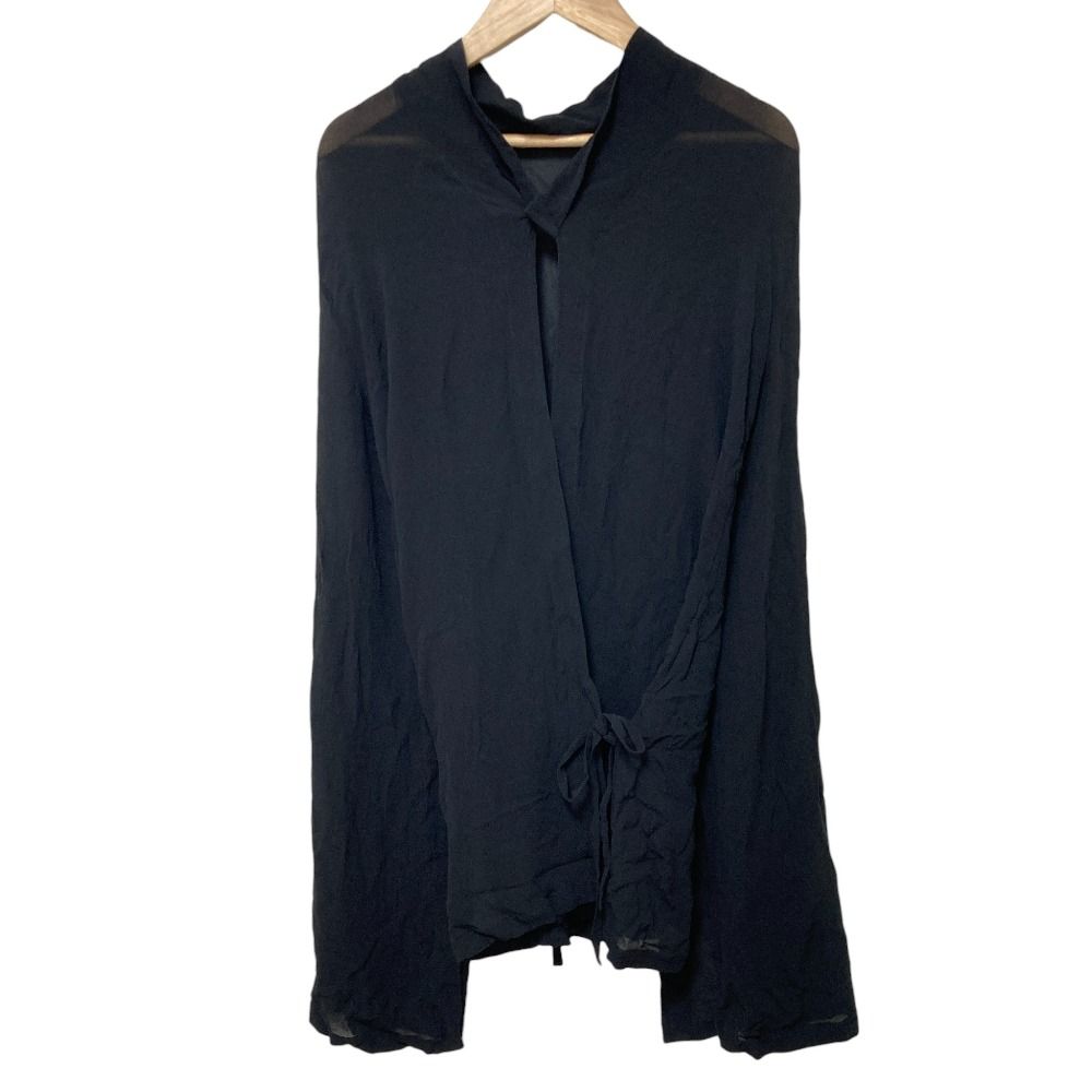 ANN アンドゥムルメステール 黒タグ 本人期 シルク100％ シアーカーディガン サイズ34 ブラック レディース 古着