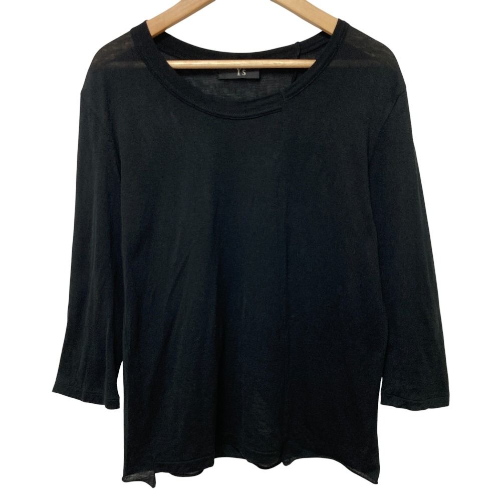 Y s Yohji Yamamoto ワイズ ヨウジヤマモト 七分袖 シアー カットソー プルオーバー サイズ2 ブラック レディース 古着