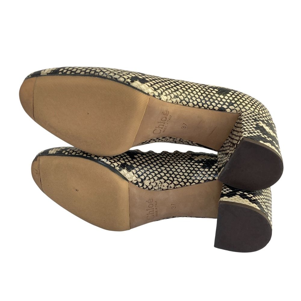 美品 Chloe クロエ パイソン エンボスレザー パンプス サイズ37 24cm