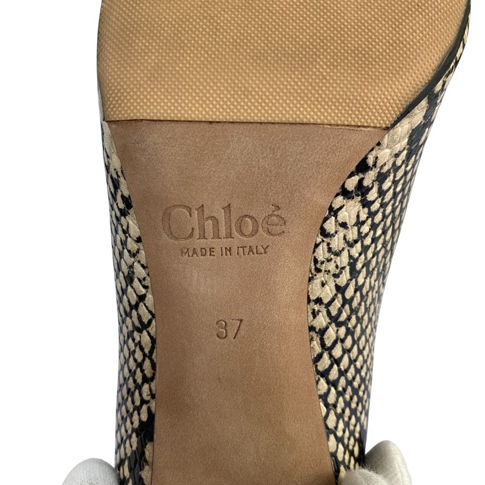 美品 Chloe クロエ パイソン エンボスレザー パンプス サイズ37 24cm