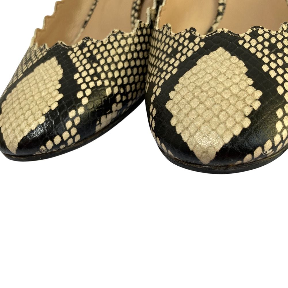 美品 Chloe クロエ パイソン エンボスレザー パンプス サイズ37 24cm