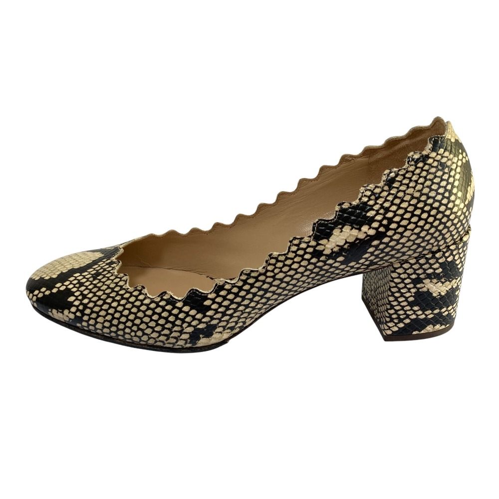 Chloe クロエ パンプス レディース 【古着】【中古】 美品 Chloe クロエ パイソン エンボスレザー パンプス サイズ37 24cm