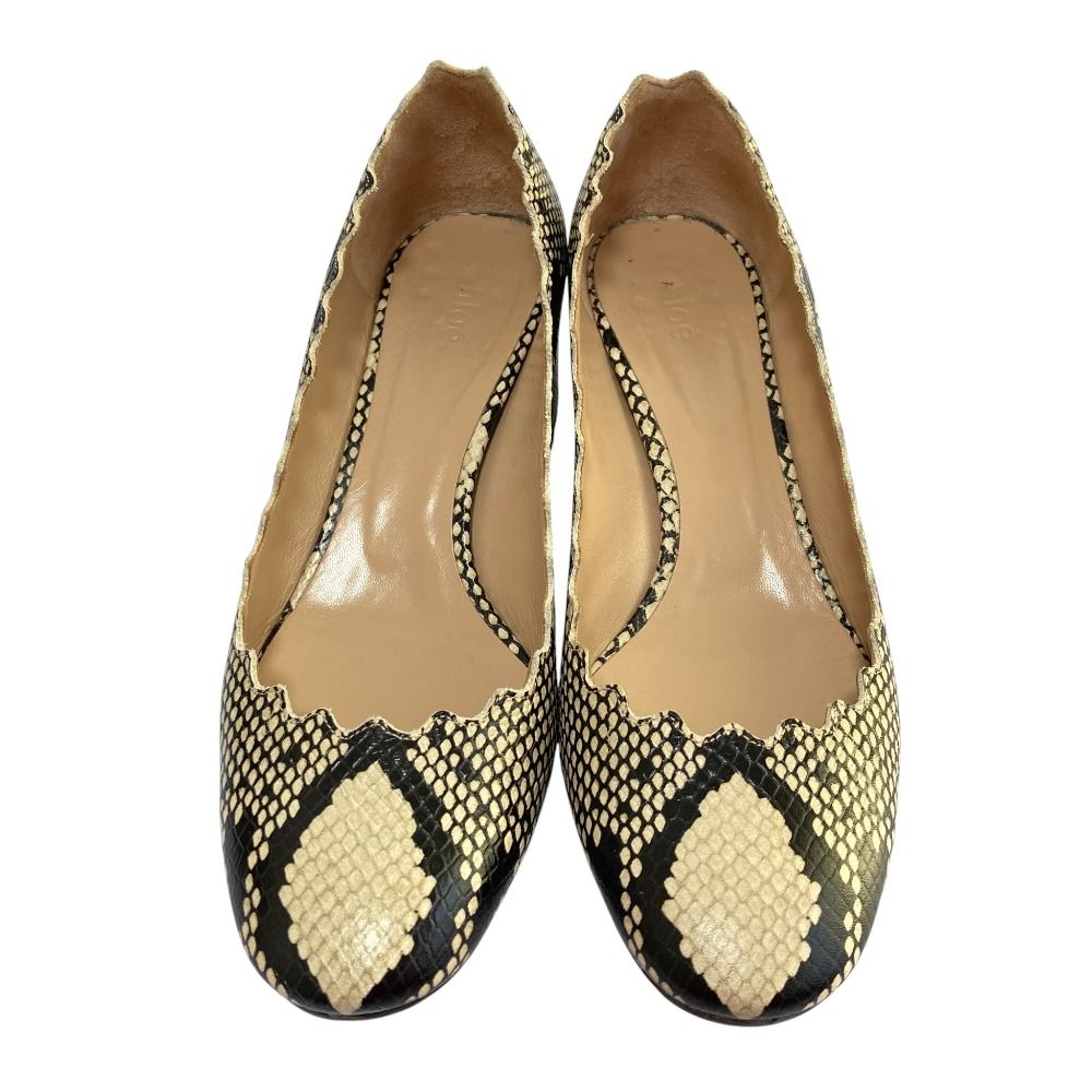 美品 Chloe クロエ パイソン エンボスレザー パンプス サイズ37 24cm