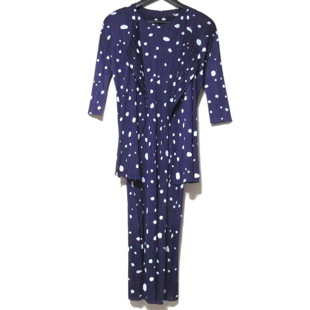 PLEATS PLEASE ISSEY MIYAKE プリーツプリーズ イッセイミヤケ ドット柄 アンサンブルワンピース サイズ3 パープル レディース 古着
