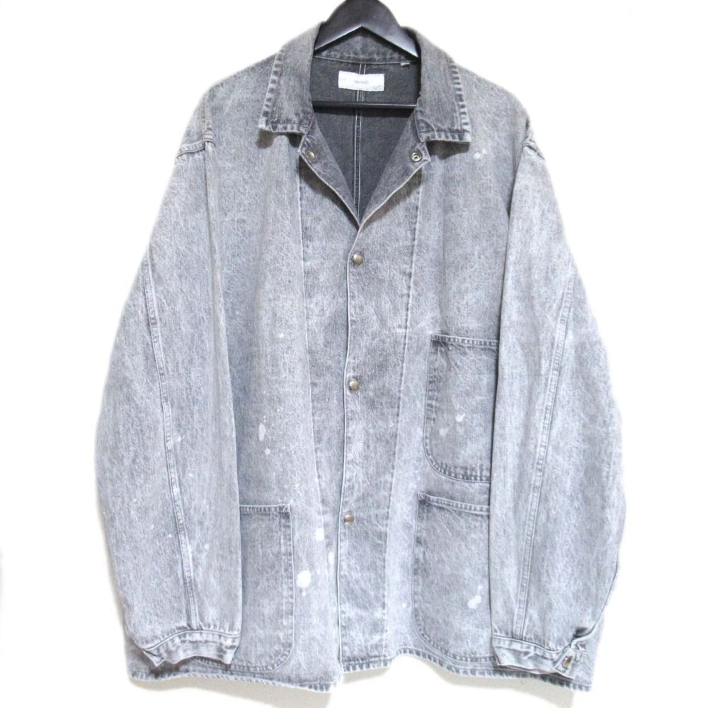 tsuzuli ツヅリ ブリーチ加工 デニム カバーオール ジャケット TJ 2206-1 サイズ2 グレー メンズ 古着