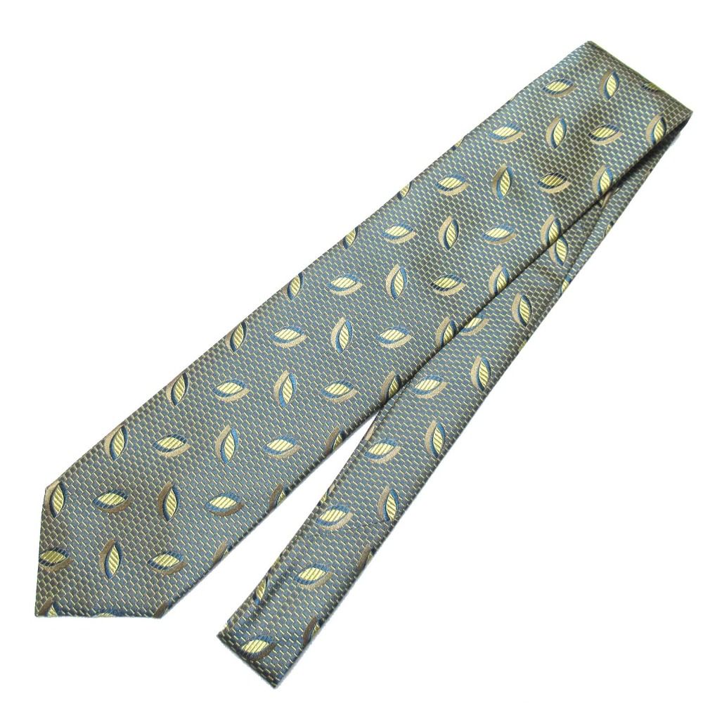 美品　Brioni　ブリオーニ　ネクタイ　プリント　ブラック×イエロー　小紋柄 Brioni（ブリオーニ）小紋柄ネクタイ/プリント生地/ネイビー系/状態