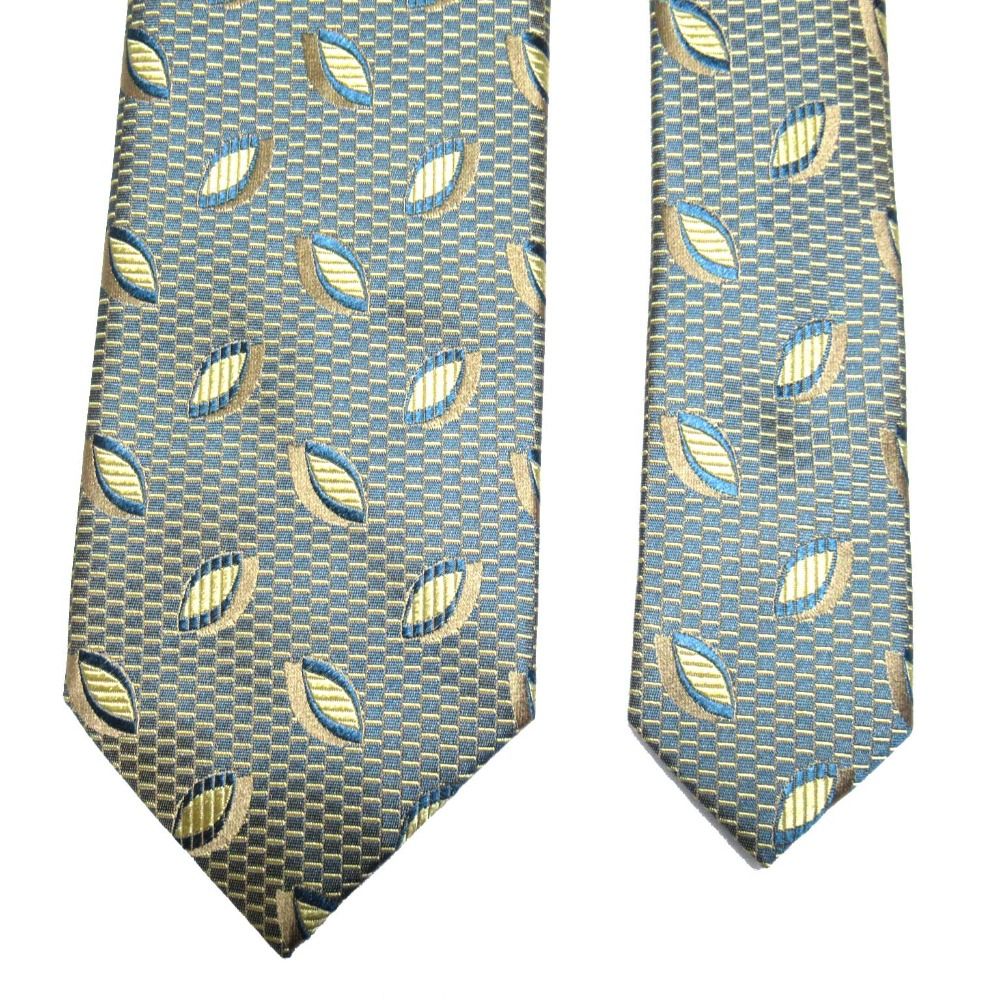 美品 Brioni ブリオーニ 小紋柄 ジャガード シルク ネクタイ ブルー