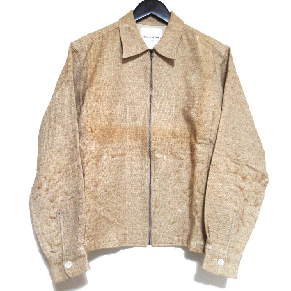 AD 1998 COMME des GARCONS HOMME コムデギャルソンオム ヴィンテージ リバーシブル ジップアップ シャツジャケット ベージュ メンズ 古着