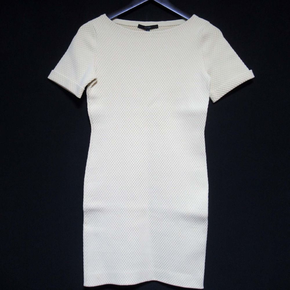 GUCCI グッチ 半袖 ひざ上丈 キルティングニット タイト ワンピース XSサイズ イエロー レディース 古着