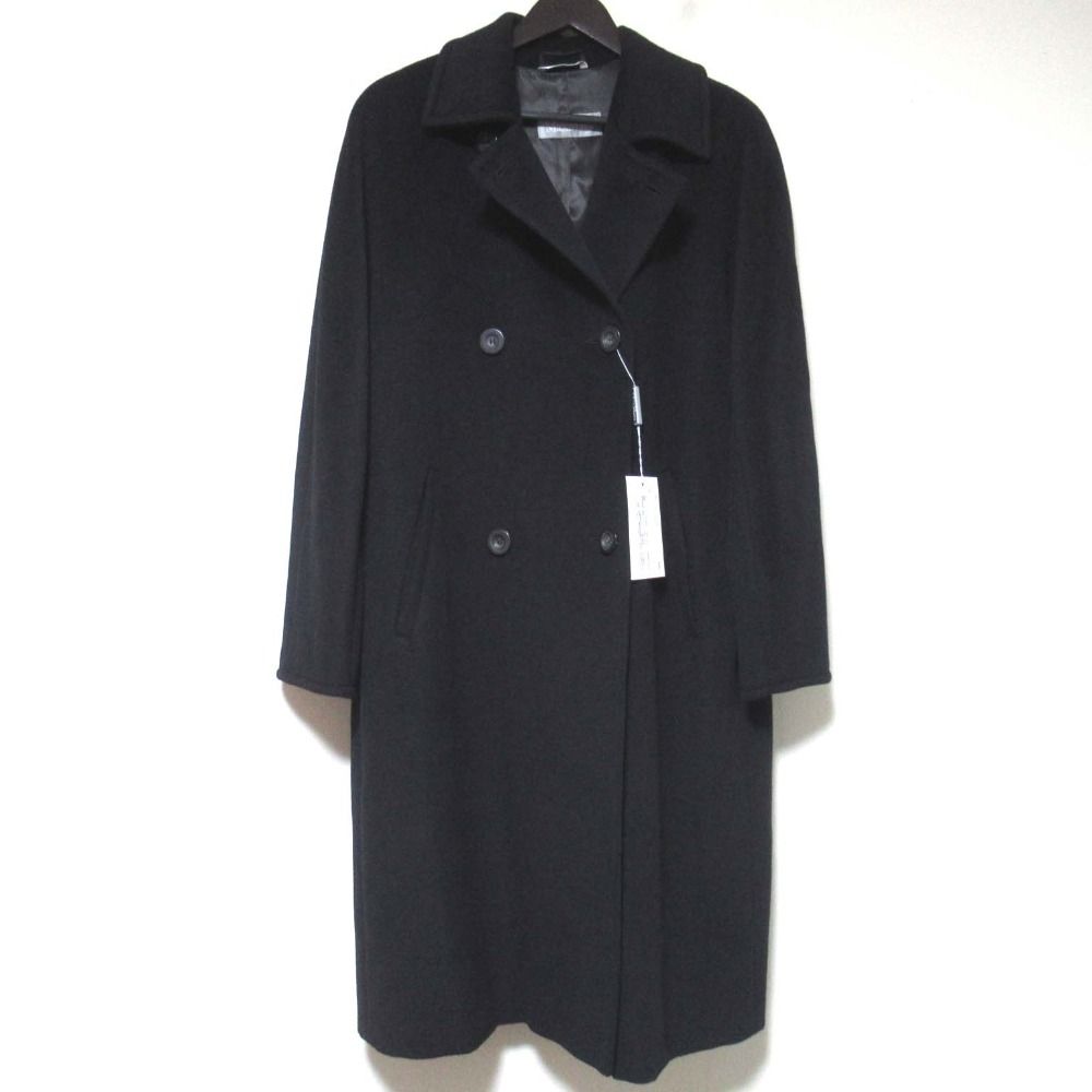 ♥ Max Mara マックスマーラ バージンウール ダブルブレスト ロングコート サイズI 42 ブラック レディース 古着