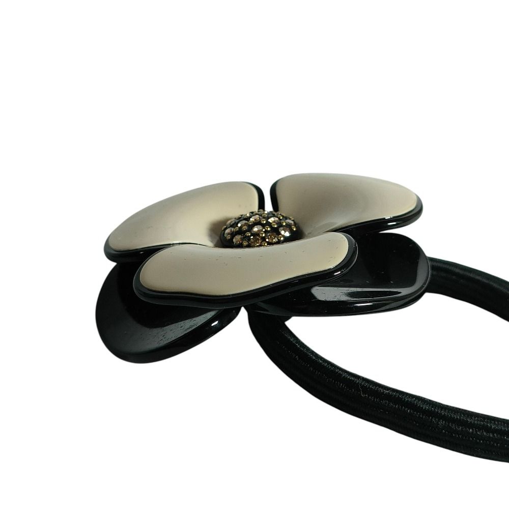 ALEXANDRE DE PARIS アレクサンドルドゥパリ LISERAI リズレ ポニー カメリア ヘアゴム ヘアアクセサリー ベージュ×ブラック レディース 古着