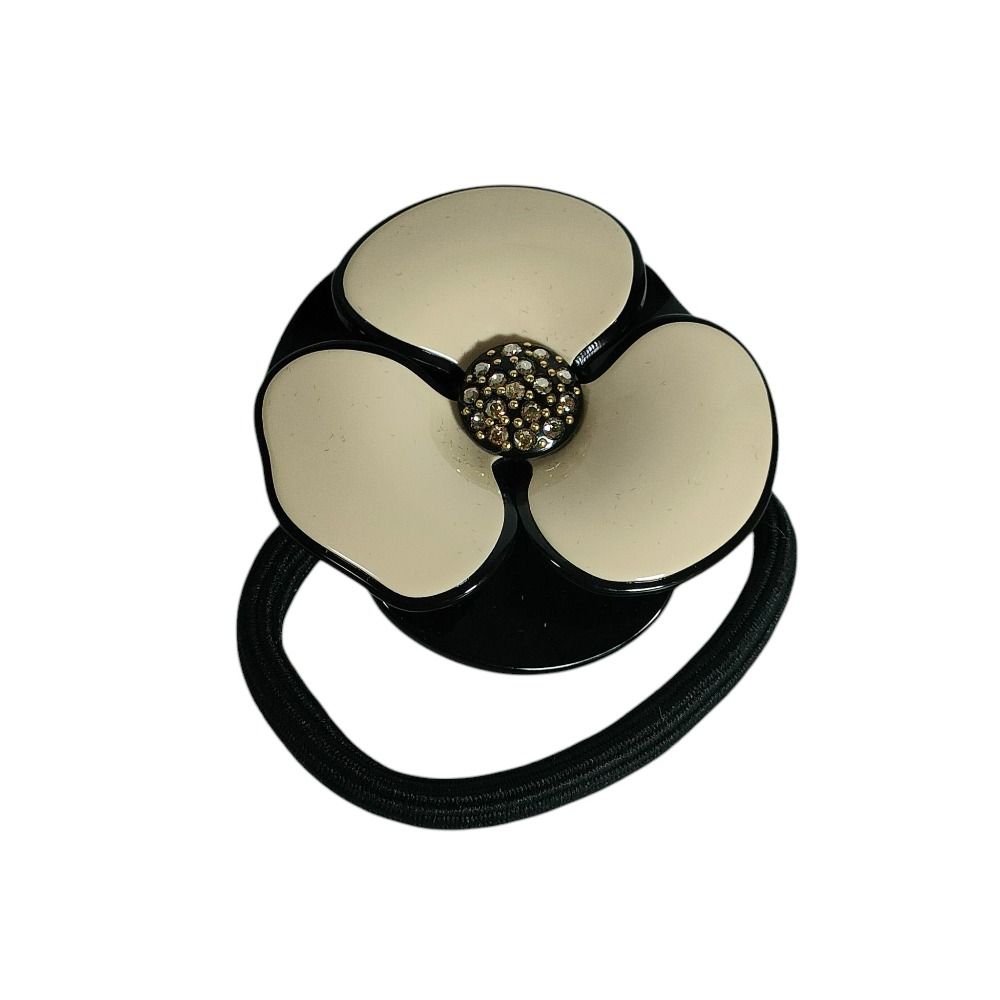 ALEXANDRE DE PARIS アレクサンドルドゥパリ LISERAI リズレ ポニー カメリア ヘアゴム ヘアアクセサリー ベージュ×ブラック レディース 古着