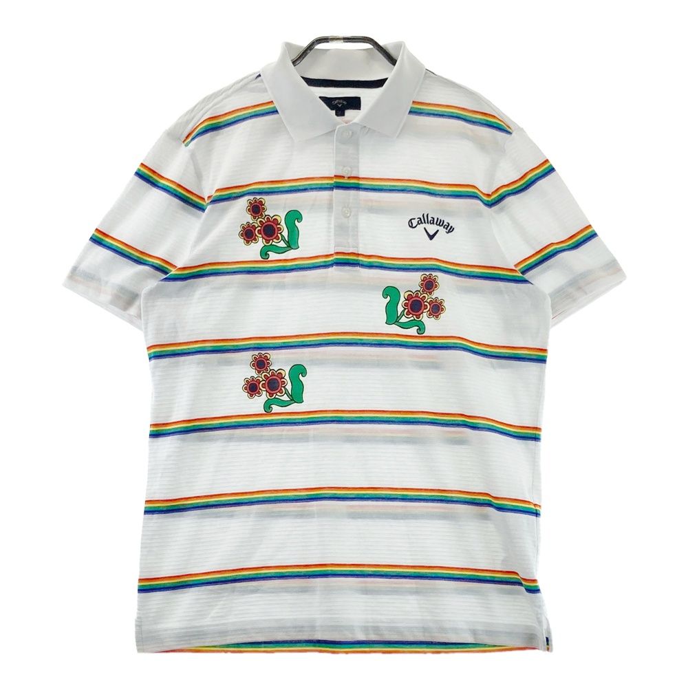 サイズ：LL CALLAWAY キャロウェイ 半袖ポロシャツ ボーダー柄
