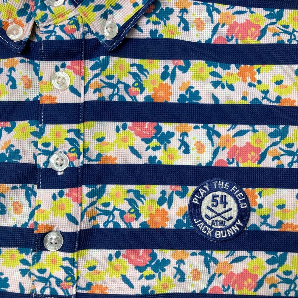 サイズ：6 JACK BUNNY ジャックバニー 半袖ポロシャツ ボタンダウン 花