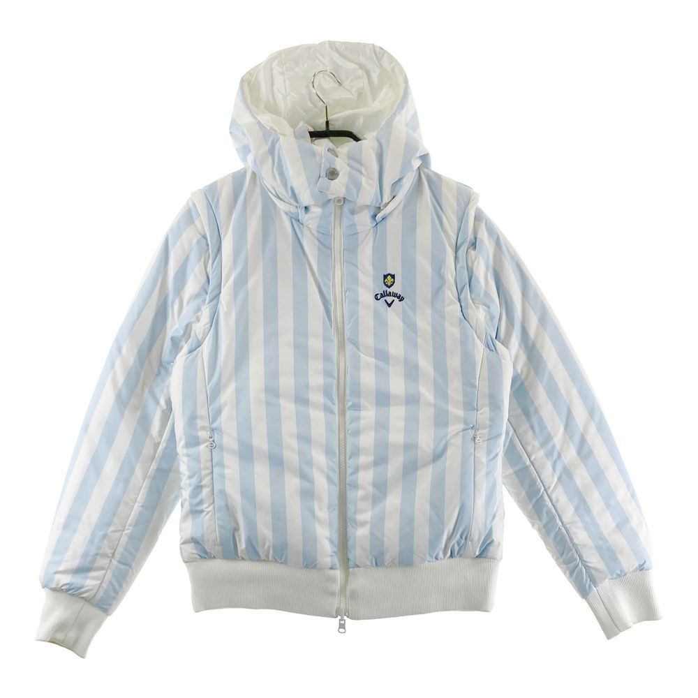 サイズ M キャロウェイ 4 WAY リバーシブル ダウンジャケット ストライプ柄 ホワイト系 ゴルフウェア レディース ストスト