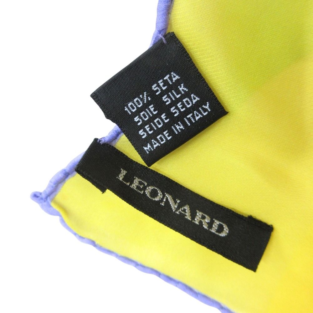 良品 LEONARD レオナール スカーフ ストール 花柄 シルク ロゴ