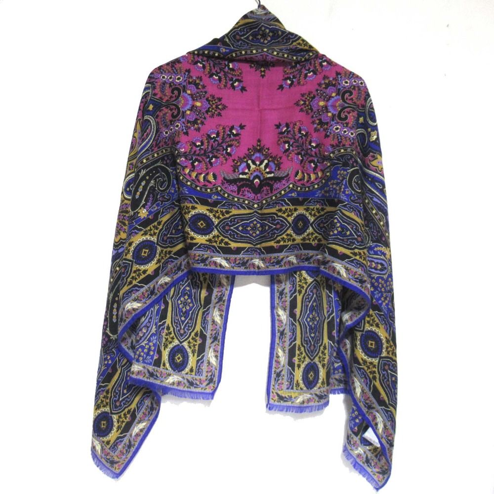 美品 ETRO エトロ ペイズリー柄 カシミヤ×シルク ストール マルチ
