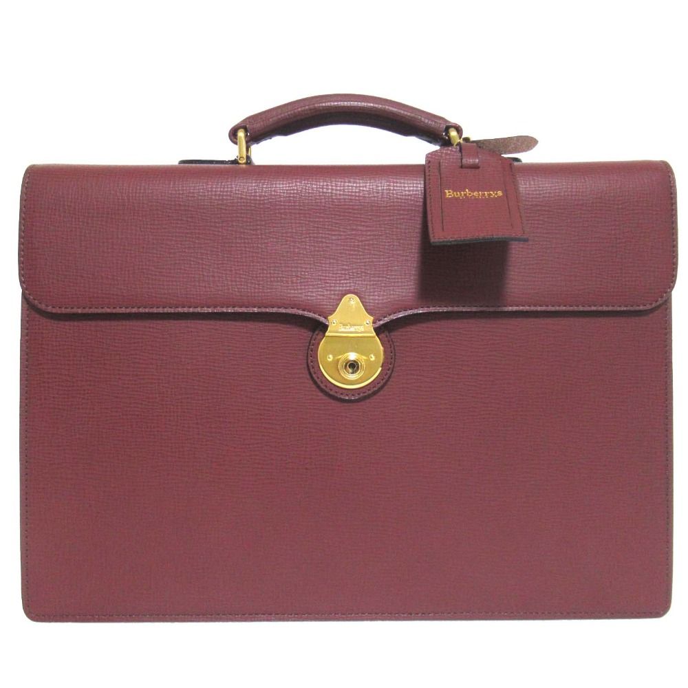 Burberrys バーバリーズ ブリーフケース 書類カバン ビジネスバッグ ボルドー×ゴールド金具 メンズ 古着
