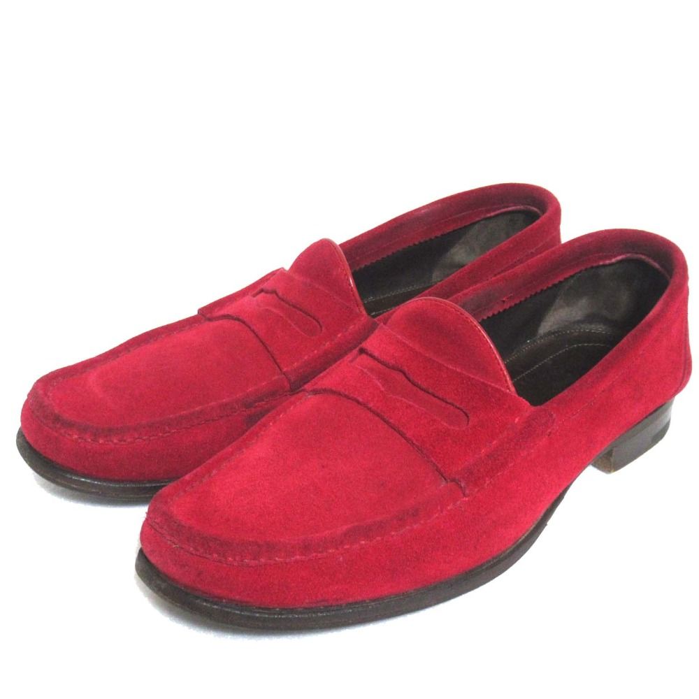 TOM FORD トムフォード スエード コインローファー シューズ サイズ7.5 26.5 cm相当 レッド メンズ 古着