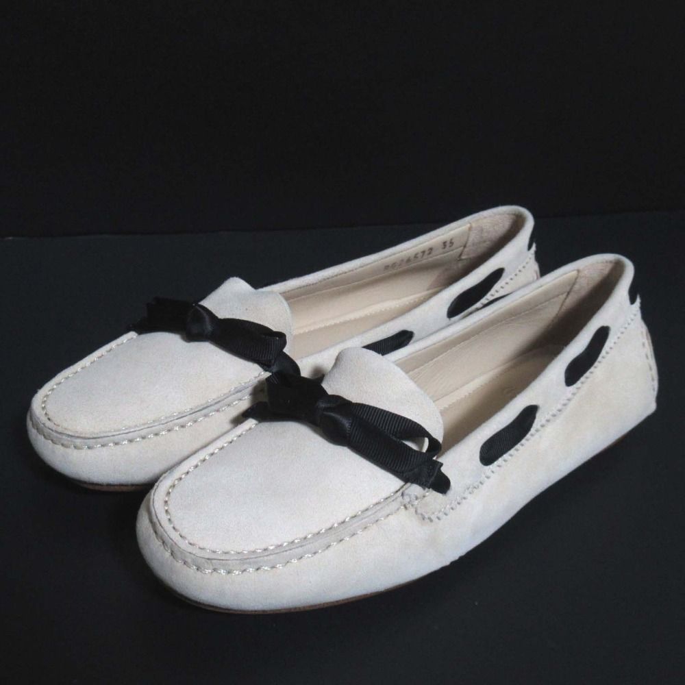 未使用 CHANEL シャネル リボン装飾 ココマーク モカシン フラット