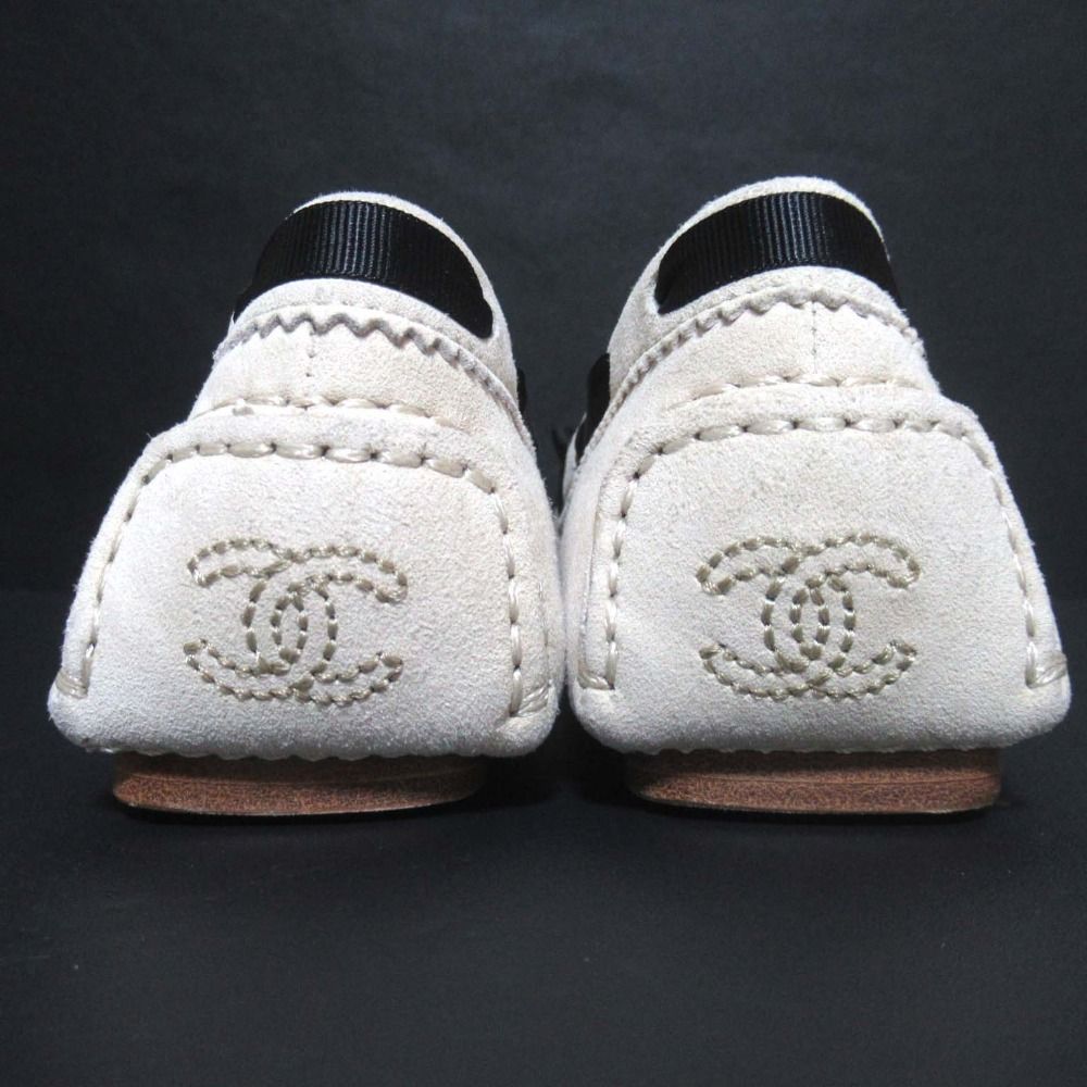 未使用 CHANEL シャネル リボン装飾 ココマーク モカシン フラット