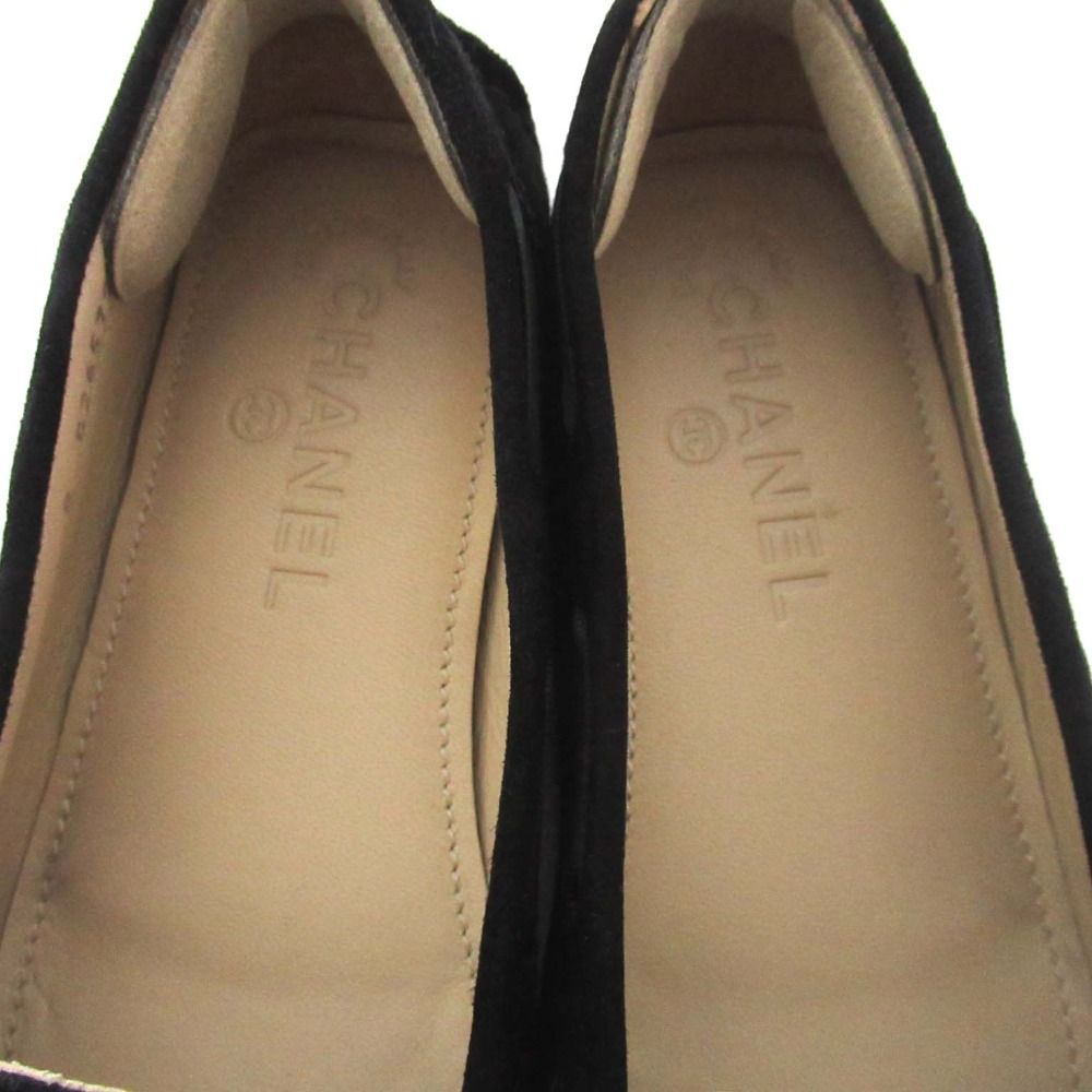 美品 CHANEL シャネル リボン装飾 ココマーク モカシン フラット