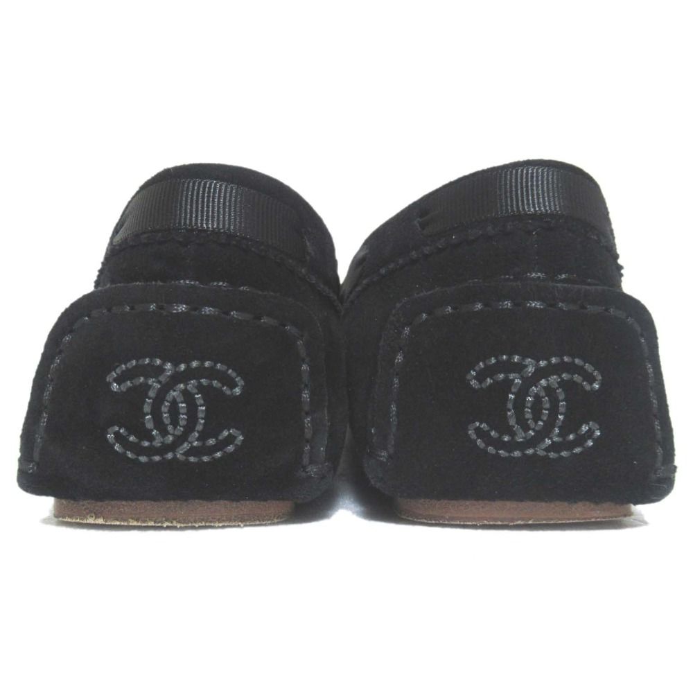 美品 CHANEL シャネル リボン装飾 ココマーク モカシン フラット