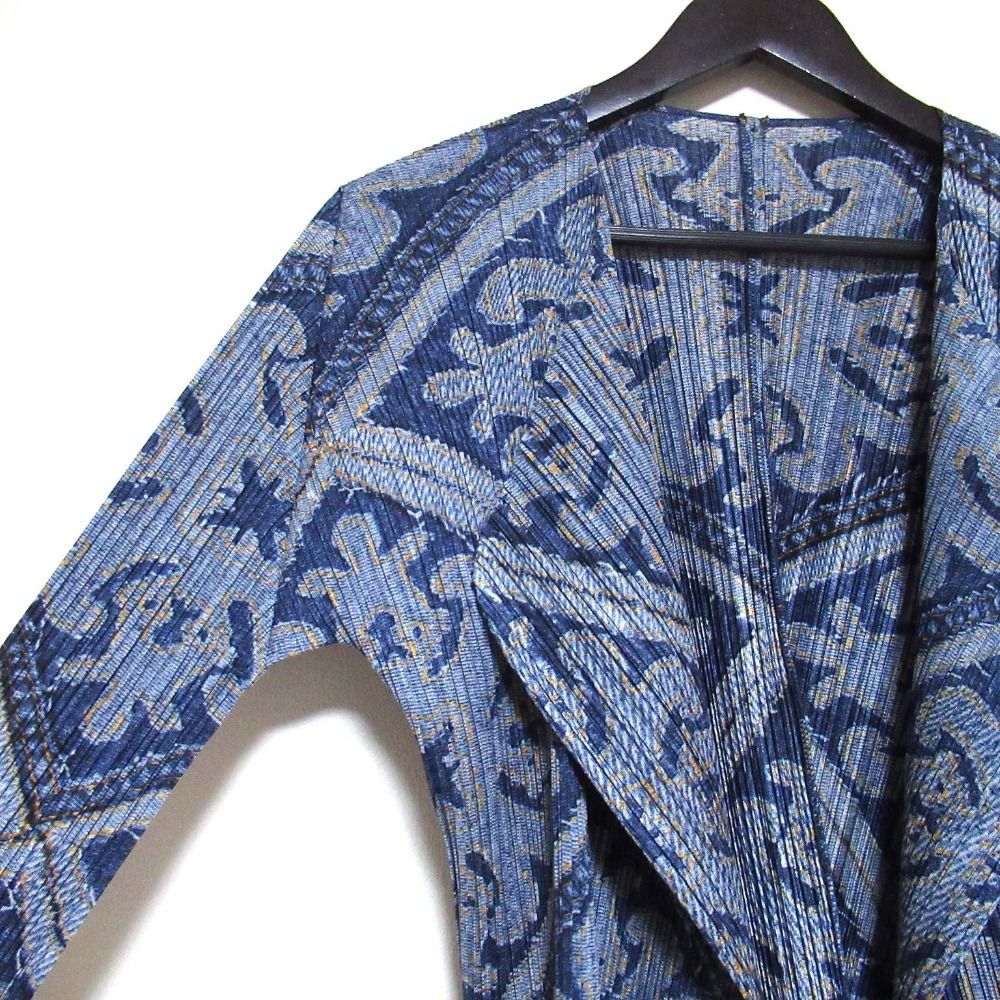 プリーツプリーズ イッセイミヤケ デニム 転写 ミニスカート 美品 美品 プリーツプリーズ イッセイミヤケ デニム柄 転写プリント