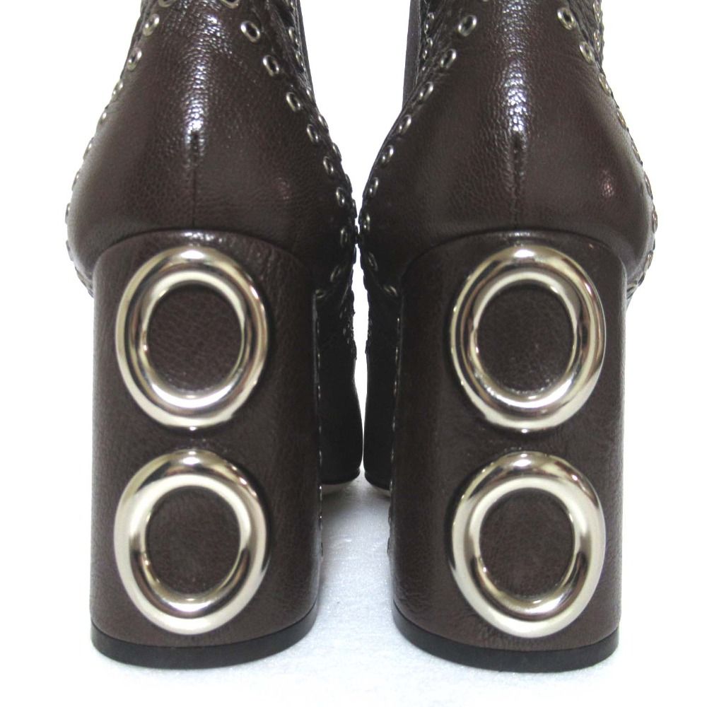 F4【used】miumiu サイドゴアブーツ　ショートブーツ　スタッズ　24㎝ 中古・古着通販】MIU MIU (ミュウミュウ) サイドゴアブーツ ブラック