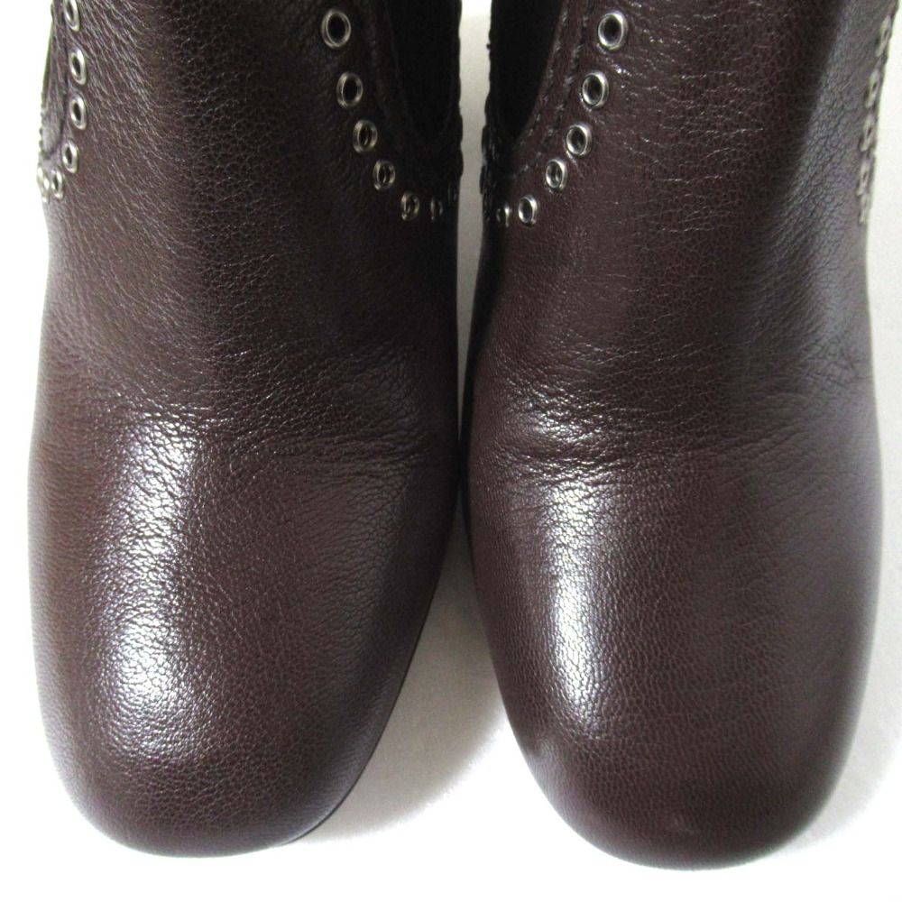 美品 miu miu ミュウミュウ パンチングスタッズ サイドゴア レザー