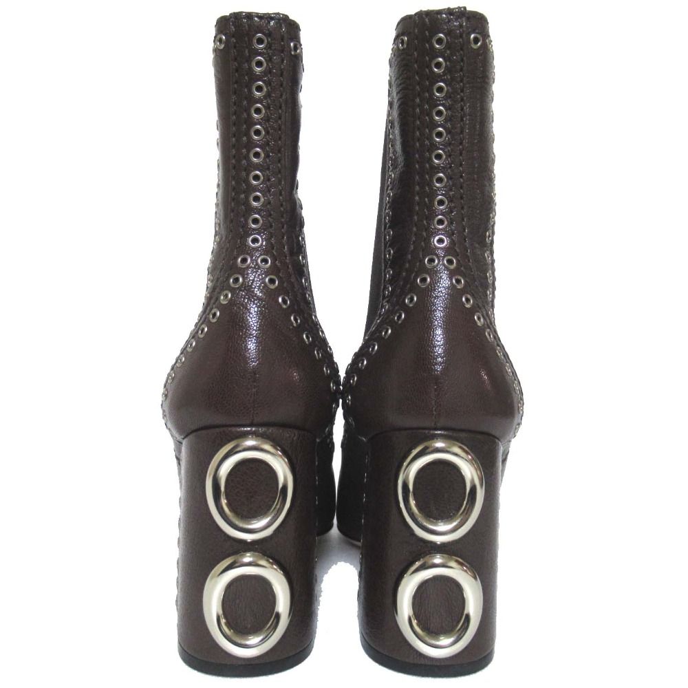 美品 miu miu ミュウミュウ パンチングスタッズ サイドゴア レザー