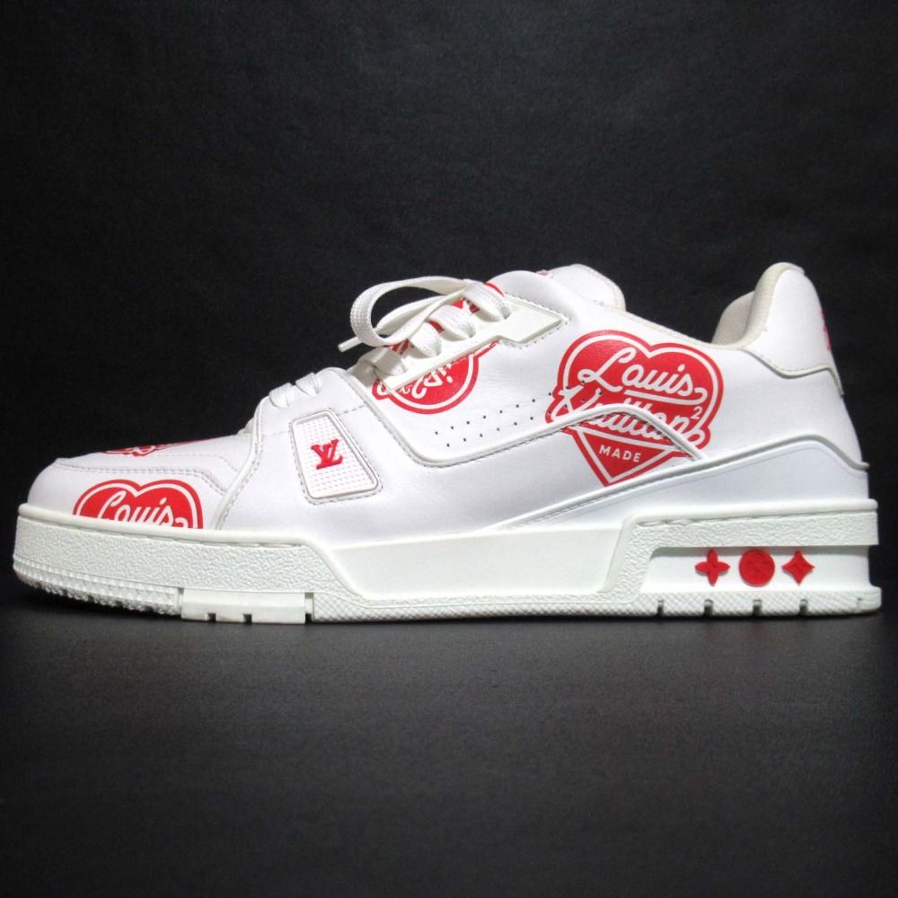 LOUIS VUITTON ルイヴィトン NIGO LVトレイナー スニーカー シューズ サイズ8 27 cm相当 ホワイト×レッド メンズ 古着