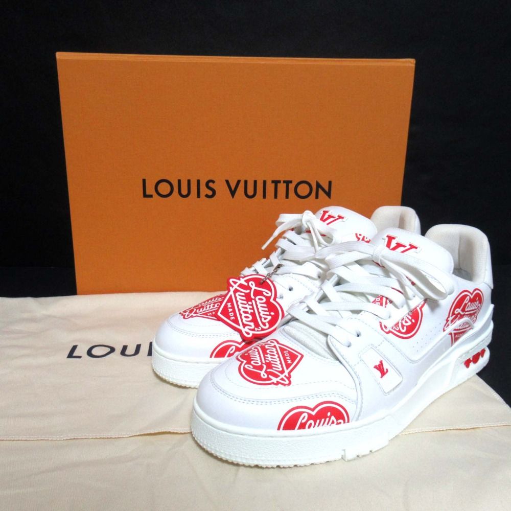  LOUIS VUITTON ルイヴィトン NIGO LVトレイナー スニーカー シューズ サイズ8 27 cm相当 ホワイト×レッド メンズ 古着 スニーカー 靴