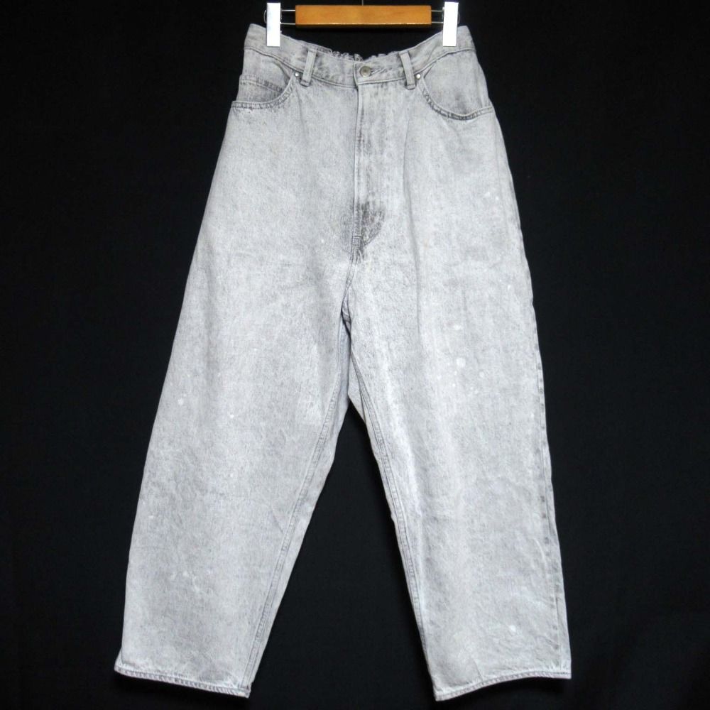 tsuzuli ツヅリ ブリーチ加工 イージー ワイドデニムパンツ TP 2201-2 サイズ2 グレー メンズ 古着