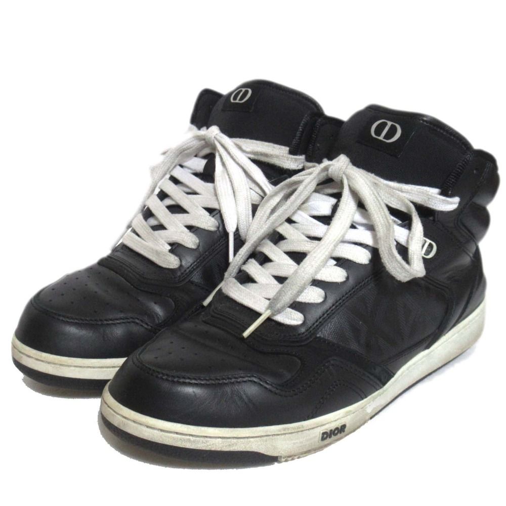 Christian Dior クリスチャンディオール B 27 レザー ハイトップ スニーカー サイズ42 cm相当 ブラック メンズ 古着